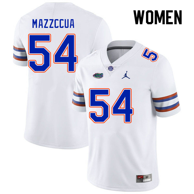 Women #54 Micah Mazzccua Florida Gators College Football Jerseys Stitched-White